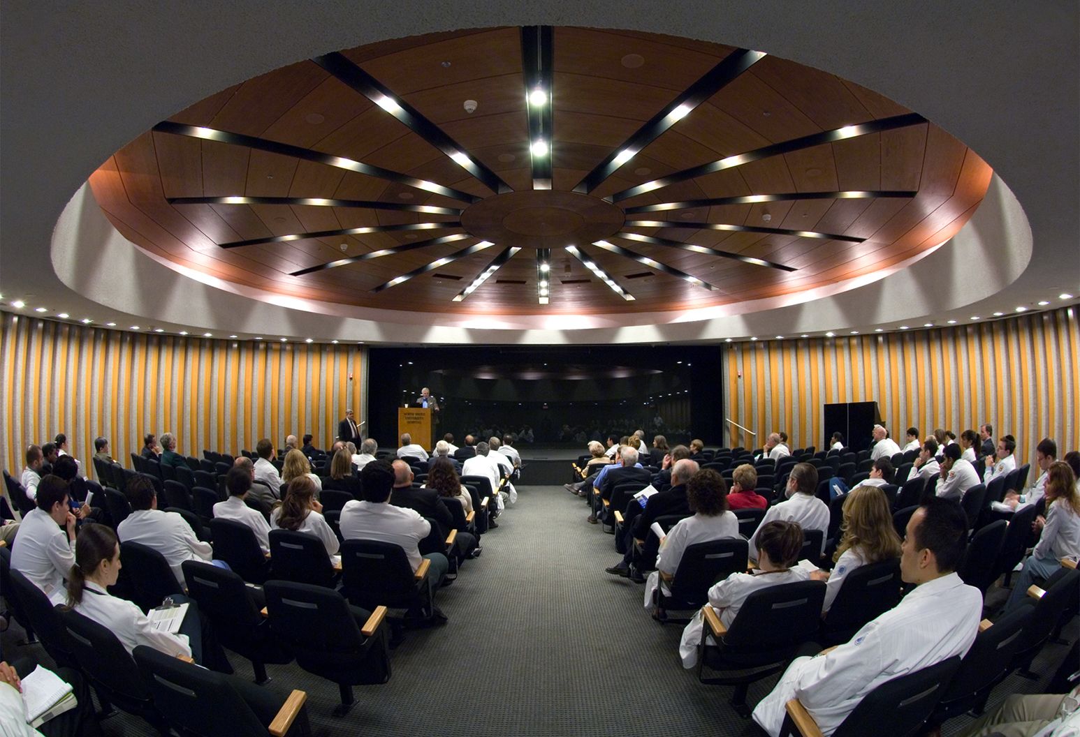 Panorama image of an auditorium facing the stage